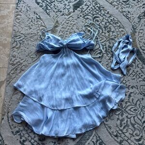 Chic Sky Blue Mini Dress